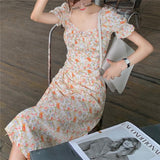 FLYTONN-spring summer dress Vacation photography outfits Blossoming Dainty Puff Dress ~