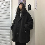 Flytonn-cute winter outfits casual winter outfits christmas outfit party look inspos Black Solid Thicken Loose Coat Jacket