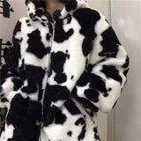 Flytonn-cute winter outfits casual winter outfits christmas outfit party look inspos Loose Cow Pattern Hooded Fleece Jackets