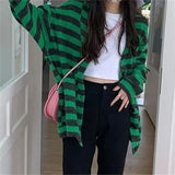 Flytonn-cute winter outfits casual winter outfits christmas outfit party look inspos Loose Striped Colors Cardigan Sweater