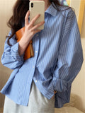 Flytonn-cute winter outfits casual winter outfits christmas outfit party look inspos Long Sleeve Elegant Striped Blouse Shirt