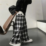 Flytonn-cute winter outfits casual winter outfits christmas outfit party look inspos Loose Wide Leg Black And White Plaid Pants