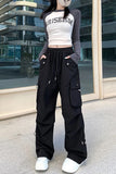 Flytonn-cute winter outfits casual winter outfits christmas outfit party look inspos High Waist Wide Leg Cargo Pockets Pants