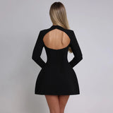 Flytonn Autumn Long Sleeve Dress 2025 New Arrivals Backless Sexy Dress White Mini A Line Party Dresses Women's Clothing-nye outfits