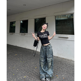 Flytonn-Women's Y2k Blue Cargo Jeans Baggy 2000s Trashy Aesthetic Streetwear Oversize Denim Trousers Harajuku Jean Pants Vintage Clothes