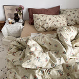 Flytonn-2025 Spring Bedding Set Christmas Bedding Set Flat Sheet Duvet Cover Pillowcase Combination Green Tree Flower Home Textile Bed Linen Fashion