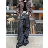 Flytonn-Black High Waist Women Jeans Hip-hop Style Fashion Vintage Streetwear Y2K Wide Leg Jean 2024 Female Trouser Baggy Denim Pants