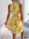 Flytonn-Graduation Gift Back to School Season Summer Vacation Dress Spring Outfit Spring and Summer New Temperament Laced Ruffle Hem Floral Dress