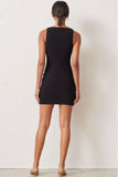 Flytonn-nye outfits Elegant High Boat Neck Sleeveless Bodycon Mini Dress - Black