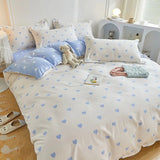 Flytonn-2025 Spring Bedding Set Kawaii Bedding Set Kids Adult Flat Sheet Duvet Cover Pillowcase Single Double Full Size Bed Linen Floral Cherry Home Textile