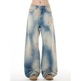 Flytonn-2025 Spring Vintage Ripped Harajuku Y2K Loose Jeans Hollow Out Tassels Pants Women's Wide Leg Trashy Print Baggy Denim Trouser