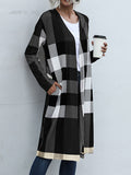 Flytonn-Winter Outfits Christmas Thanksgiving Gift New Year's Eve Outwear Long Sleeves Loose Plaid Collarless Outerwear