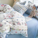 Flytonn-2025 Spring Bedding Set Cute Bear Bedding Set No Filler Full Queen Size Duvet Cover Flat Sheet Pillowcase Kids Adults Fashion Soft Comforter Cover