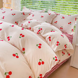 Flytonn-2025 Spring Bedding Set Floral Bedding Set Ins Korean Style Girls Full Queen Size Duvet Cover Flat Sheet Pillowcase No Filler Soft New Home Bed Linens