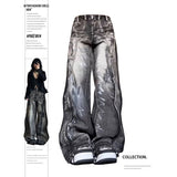 Flytonn-Women's Black Gothic Jeans Harajuku Y2k 90s Aesthetic Baggy Denim Trousers Korean Punk Jean Pants Vintage 2000s Trashy Clothes