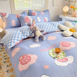 Flytonn-2025 Spring Bedding Set Checkerboard Bedding Set No Comforter Quilt Duvet Cover Pillowcase Flat Sheet Single Queen Size Polyester Bedclothes