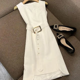 Flytonn-y2k outfits Autumn 2024 White Dress Suit Temperament Goddess Style Advanced Irregular Tank Dress  Blazer Coat Two Piece Set Women Outfits