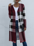 Flytonn-Winter Outfits Christmas Thanksgiving Gift New Year's Eve Outwear Long Sleeves Loose Plaid Collarless Outerwear