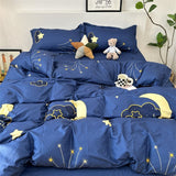 Flytonn-2025 Spring Bedding Set Cute Rabbit Bedding Set Flat Sheet Duvet Cover Pillowcases Single Double Queen Size Bed Linen Boys Girls Home Textile