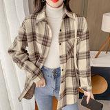 Flytonn-cute winter outfits casual winter outfits christmas outfit party look inspos Loose Plaid Thick Blouse Shirt