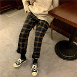 Flytonn-cute winter outfits casual winter outfits christmas outfit party look inspos Retro Plaid Colors Long Pants