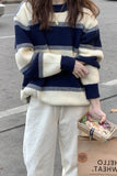 Flytonn-cute winter outfits casual winter outfits christmas outfit party look inspos Classic O-Neck Knitted Striped Sweater