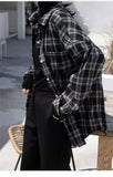 Flytonn-cute winter outfits casual winter outfits christmas outfit party look inspos Long Sleeve Retro Black Plaid Shirt