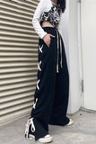 Flytonn-cute winter outfits casual winter outfits christmas outfit party look inspos Loose Side Tie Style Jogging Pants