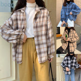 Flytonn-cute winter outfits casual winter outfits christmas outfit party look inspos Loose Long Sleeve Button Plaid Blouse Shirt