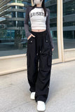 Flytonn-cute winter outfits casual winter outfits christmas outfit party look inspos High Waist Wide Leg Cargo Pockets Pants