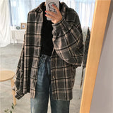 Flytonn-cute winter outfits casual winter outfits christmas outfit party look inspos Loose Wool Thicken Plaid Shirt Jacket