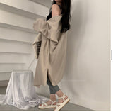 Flytonn-cute winter outfits casual winter outfits christmas outfit party look inspos Loose Long Oversize Cardigan Blouse Shirt