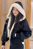 Flytonn-cute winter outfits casual winter outfits christmas outfit party look inspos Long Sleeve Hooded Fleece Short Parkas Jacket