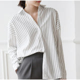 Flytonn-cute winter outfits casual winter outfits christmas outfit party look inspos Loose Striped Office Blouse Shirt