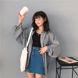 Flytonn-cute winter outfits casual winter outfits christmas outfit party look inspos Loose Long Sleeve Casual Plaid Blouse Shirt