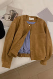 Flytonn-cute winter outfits casual winter outfits christmas outfit party look inspos Long Sleeve Suede Short Jacket