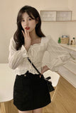 Flytonn-cute winter outfits casual winter outfits christmas outfit party look inspos Long Sleeve Lace Tie Cute Blouse Shirts