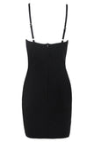 Flytonn-nye outfits Sparkly Crystal Petal Embellished Bandage Slip Mini Dress - Black