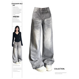 Flytonn-Women's Grey Jeans Baggy Vintage 90 Aesthetic Star Cowboy Pants Harajuku Oversize Denim Trousers Y2k 2000s Trashy Clothes 2024