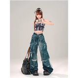 Flytonn-Women's Harajuku Vintage StyleHigh Waist Loose Jeans 2024 Autumn Winter Y2K Pants Wide Leg Baggy Streetwear Denim Trouser