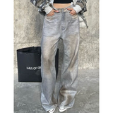 Flytonn-American Retro High Street Casual Overalls Leopard Print Loose Wide Leg Pants For Women Y2k Hip-hop Cargo Grunge Baggy Trousers