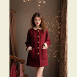 Flytonn-y2k outfits Winter Dress Women Clothing New Year's Robe Meilad Light Luxury Christmas Red Robe French Straight Tube Red Dress for Women