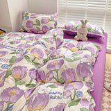 Flytonn-2025 Spring Bedding Set 2025 New Kawaii Duvet Cover Flat Sheet Pillowcases Kit No Filling Twin Single Queen Size Kids Adult Bedding Set Ins Style