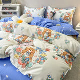 Flytonn-2025 Spring Bedding Set Ins Style Bedding Set Nordic Single Double Flat Sheet Duvet Cover Pillowcase Soft Microfiber Full Queen Size Bed Linen