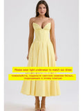 Flytonn Summer Strapless Bodycon Dresses Women 2025 New Arrivals Elegant Formal Occasion Dress Yellow Guest Party Dresses-nye outfits