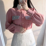 Flytonn-cute winter outfits casual winter outfits christmas outfit party look inspos Long Sleeve Plaid Pockets Office Blouse Shirt