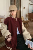 Flytonn-cute winter outfits casual winter outfits christmas outfit party look inspos Loose Casual Color Varsity Baseball Jacket