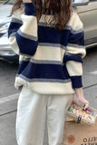 Flytonn-cute winter outfits casual winter outfits christmas outfit party look inspos Classic O-Neck Knitted Striped Sweater