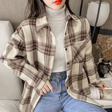 Flytonn-cute winter outfits casual winter outfits christmas outfit party look inspos Loose Plaid Thick Blouse Shirt