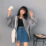 Flytonn-cute winter outfits casual winter outfits christmas outfit party look inspos Loose Long Sleeve Casual Plaid Blouse Shirt